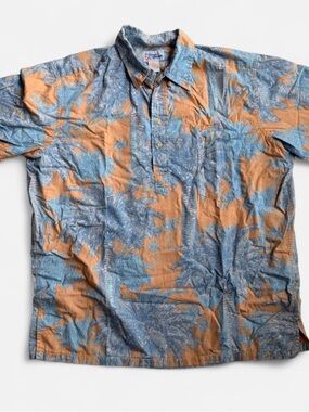 True vintage Reyn Spooner Orange and blue aloha shirt